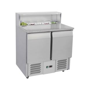 China Commercial 220V-240V Salad Bar Fridge R134a Salad Counter Chiller 2 Steel Doors wholesale