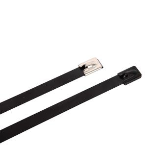 China SS304 Black Coated Stainless Steel Cable Tie 7.87 Inch 0.4mm Thickness wholesale