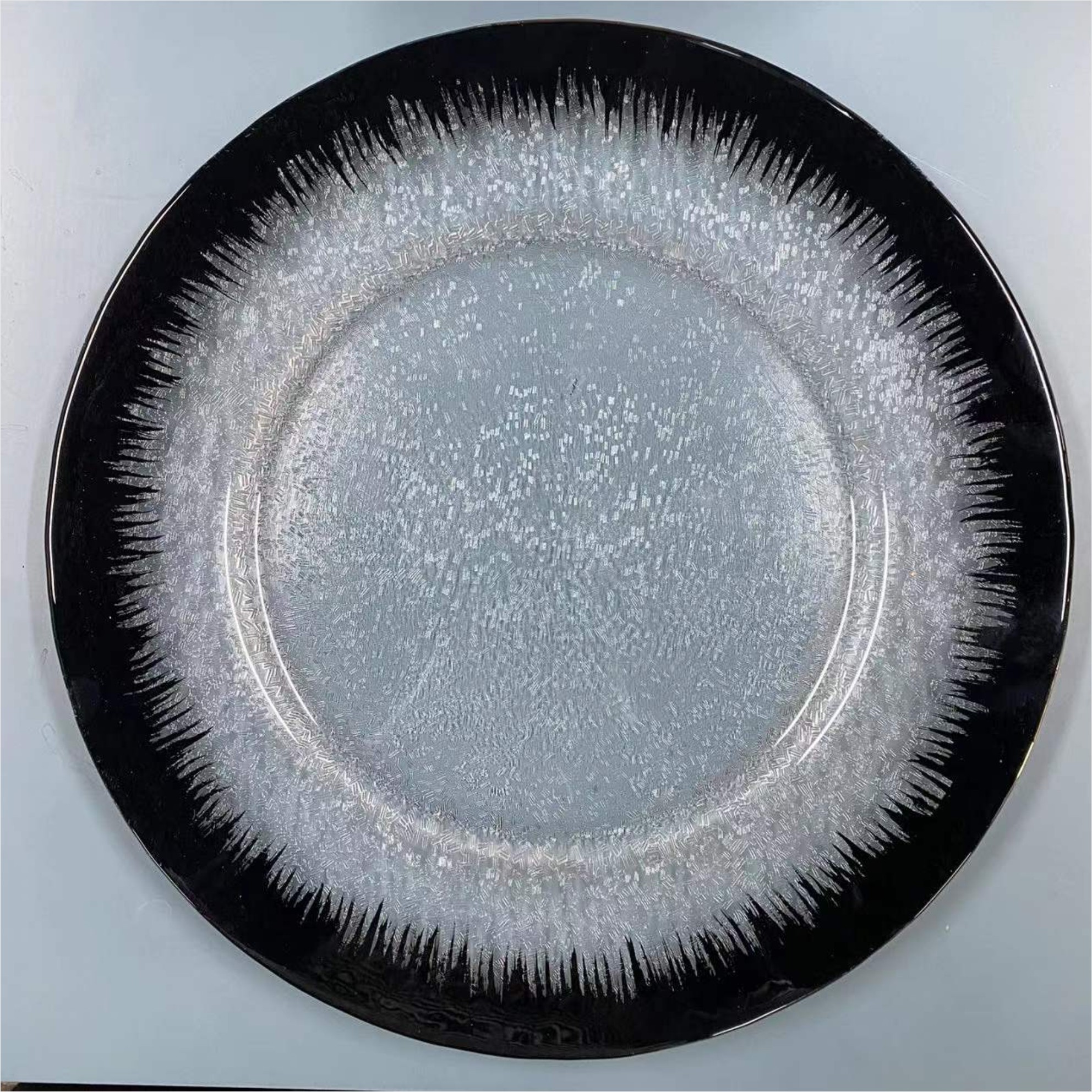 Gold Clear Beaded Glass Charger Plates Round 32cm
