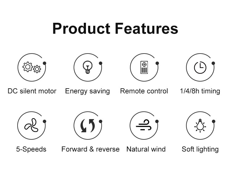 School Living Room LED Ceiling Fan 52 inch Support Dimmer Yes 3 Colors Natural Blades