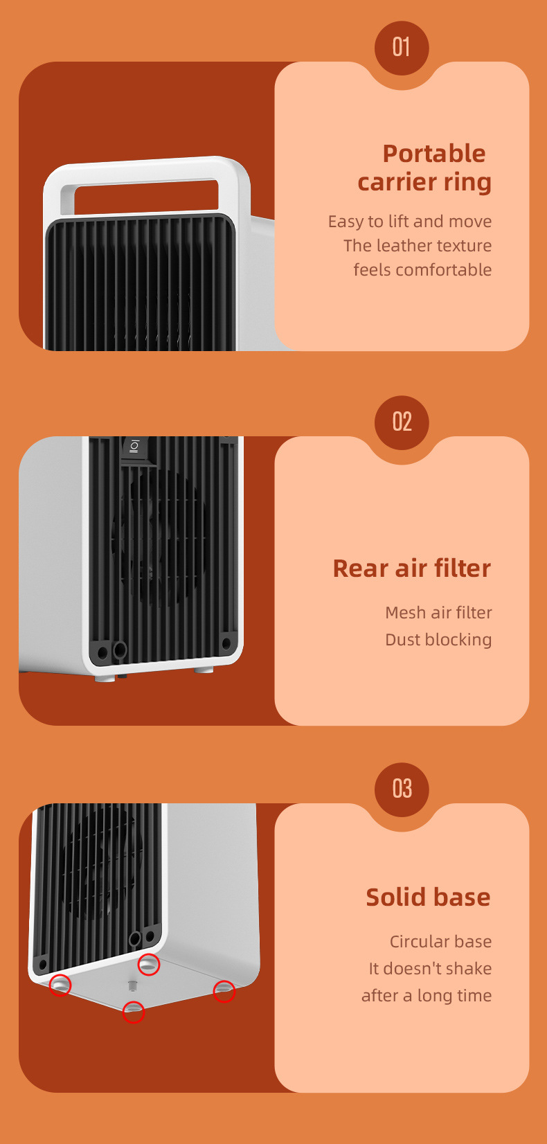 Portable Desktop Heater Lightweight and Portable 150*103*210MM for Office Room Home