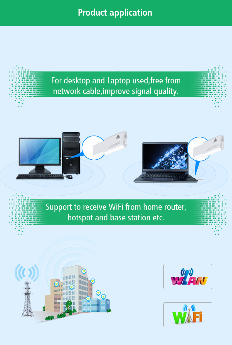600Mbps USB Outdoor WiFi Antenna PC Desktop Computer Ethernet Wifi Dongle