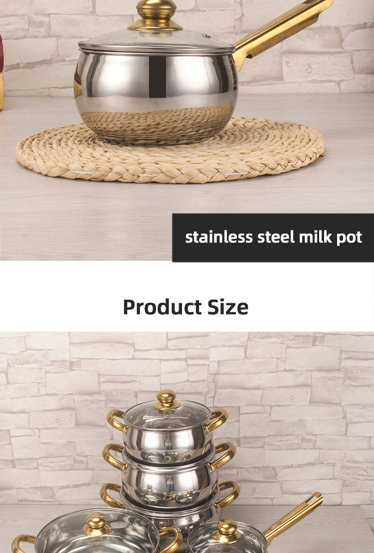 Best Selling Stainless Steel Cookware Set 12pcs Double Layer Cooking Pot Set With Golden Handle