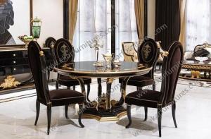 China Classic Style Dining Room Table Round Pedestal Dining Table Marble wood TN-005 wholesale