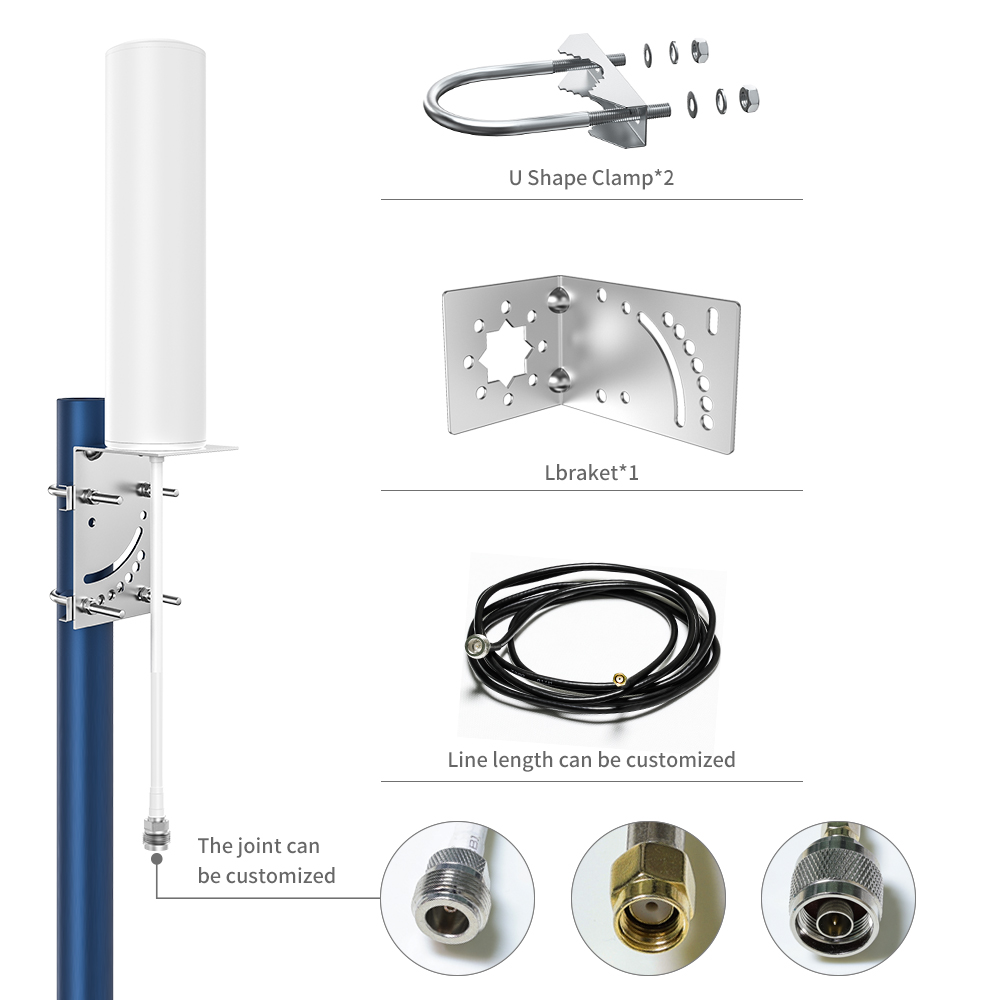 240*63*63mm Outdoor MIMO 4G 5G Cylinder Antenna for Maximum Input Power up to 50W
