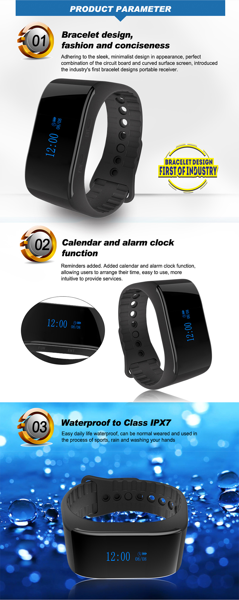 Hot sale long range wireless wrist watch pager calling system with single key button