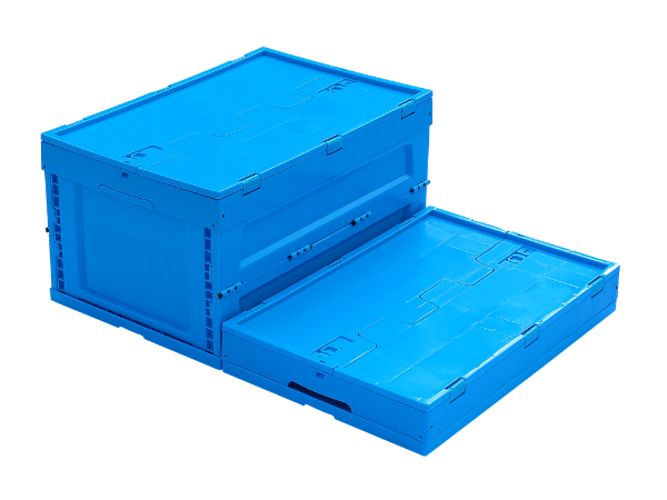 600x400x320mm PP Collapsible and Folding Crate Box with Attached Lid Container Perfect