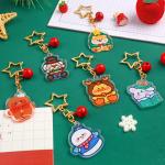 Custom Christmas Festival Acrylic Keychain Metal Ring Transparent Cute Cartoon