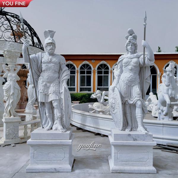 Outdoor Garden Hand Carved Life Size Marble Roman Soldier Statue for Sale