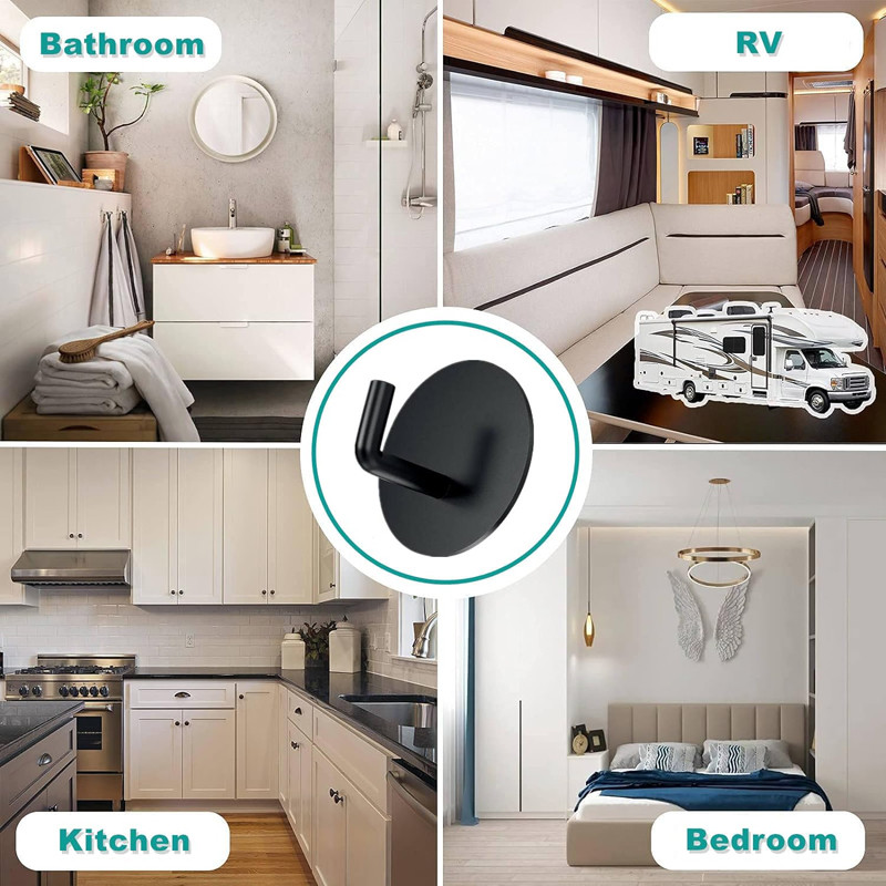 Sturdy Stainless Steel Strong Adhesive Heavy Duty Waterproof Shower Hook Adhesive Wall Hooks