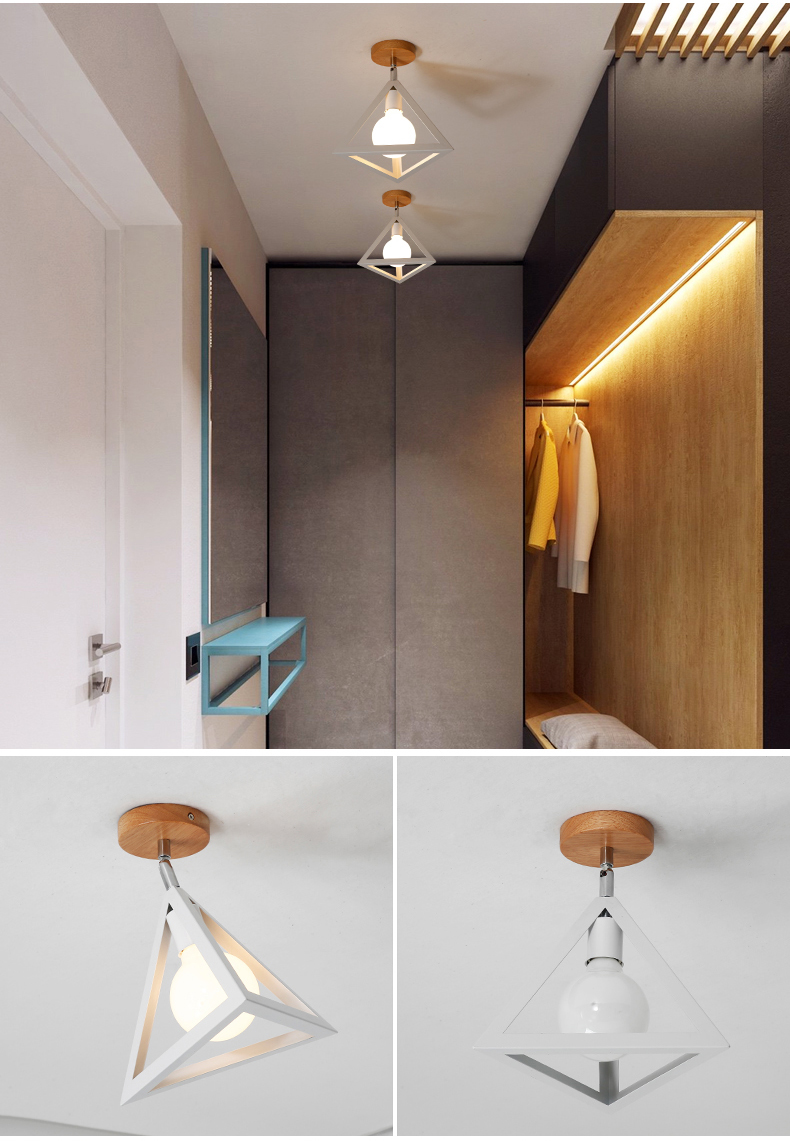 E27 Led Ceiling Light Industrial Nordic Modern Ceiling Lamp for Living Room Bedroom Decor Wood Cube Earth Lamp(WH-WA-58)