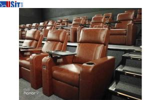 China Contemporary Theater Seating Black Leather Soft Upholstery Recliner For Softness And Durability wholesale