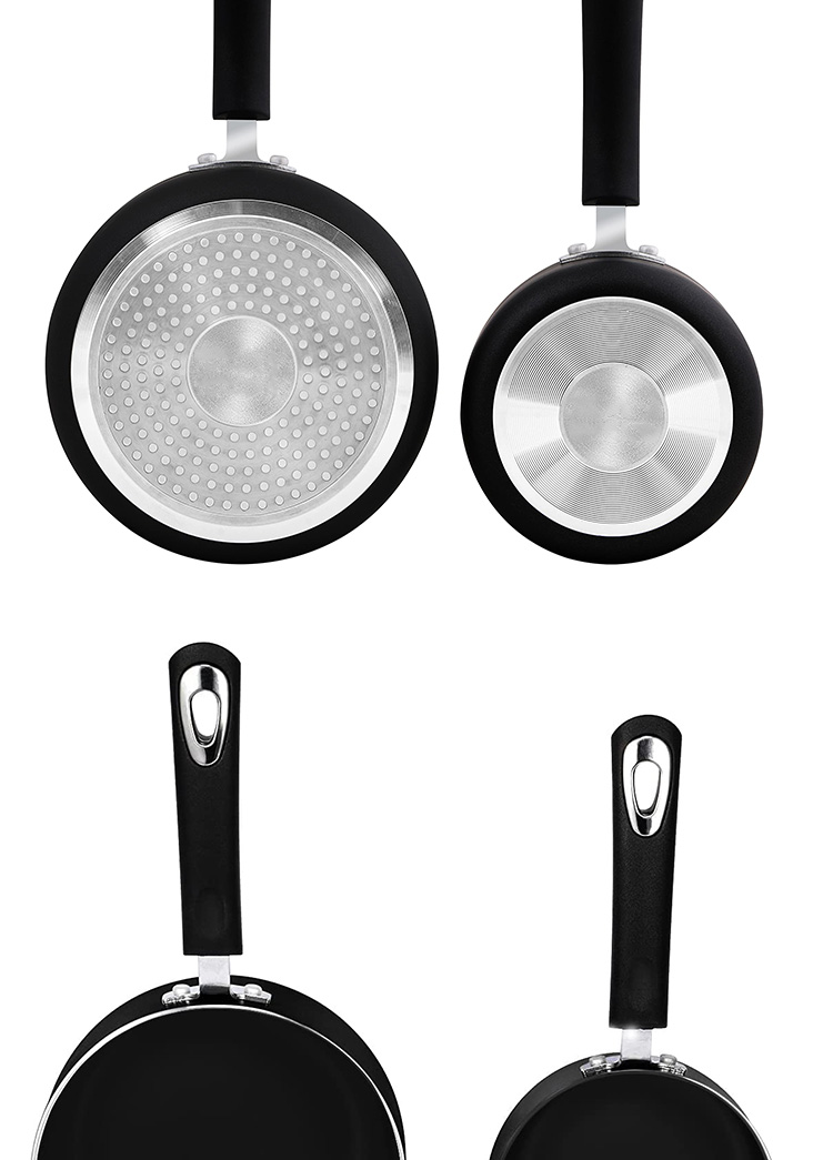 Good Quality Kitchen 4 PCS Black Cookware Pots Cooker Round Sauce Pan Circle Cooking Pot For Cooking
