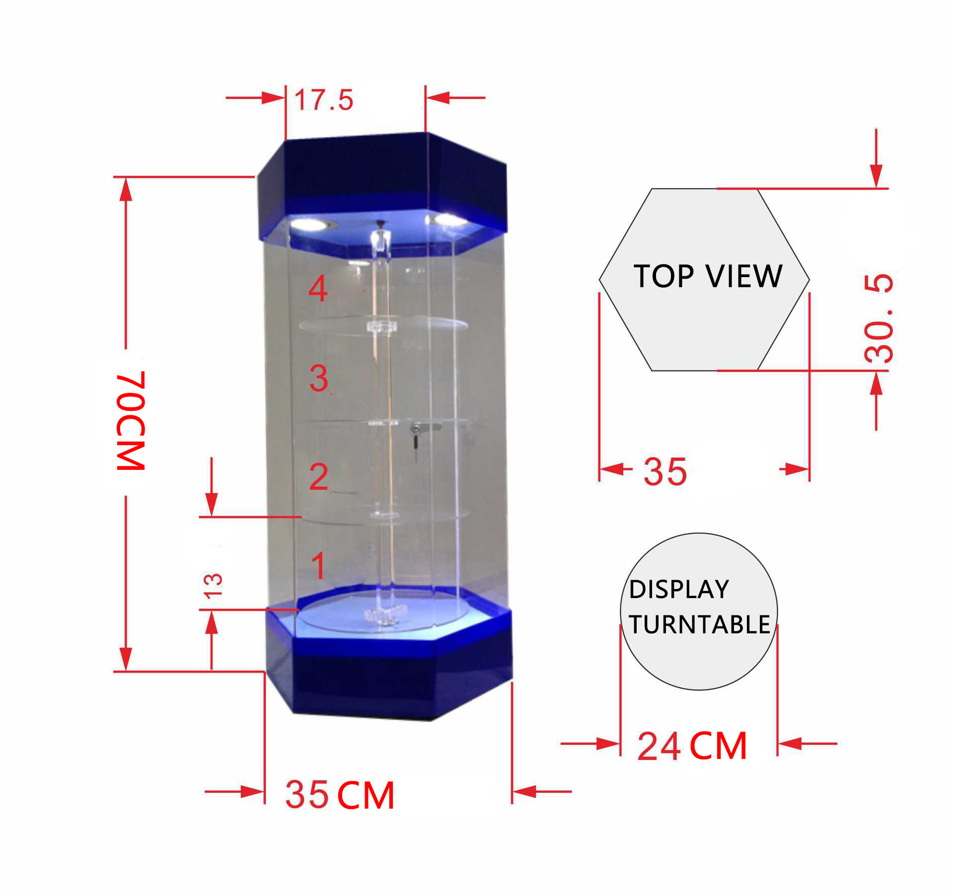 Multi Color Rotary Acrylic Retail Display Stands 4 Storey High Strength Titanium Alloy Material