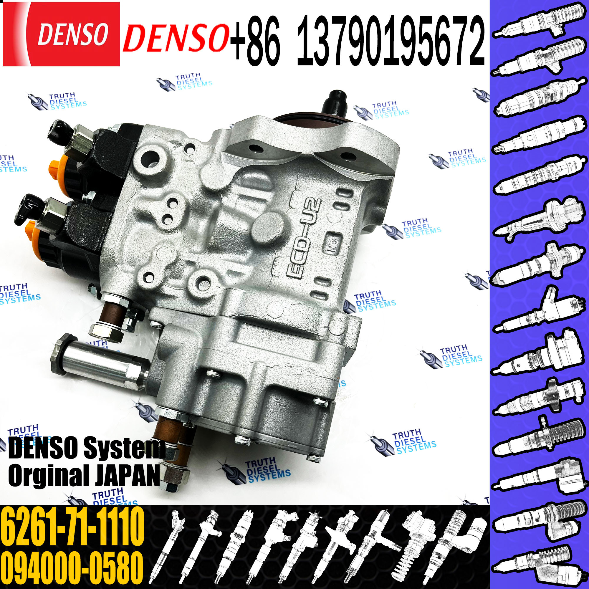 6D140 Diesel fuel injection pump 094000-0582 6261-71-1111 6261-71-1110 for Komatsu Excavator PC800-7 engine parts