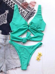 China Heart Chain Swimming Suits Bikini Fashion Solid Color Ladies Sexy Swimsuit Bikini wholesale