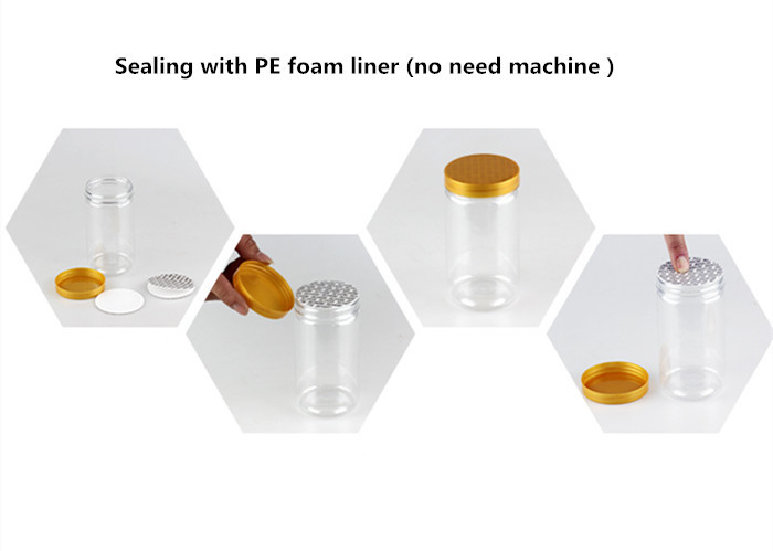 Transparent Round Plastic Canisters 520ml Pet Resin Square Food Storage Canister