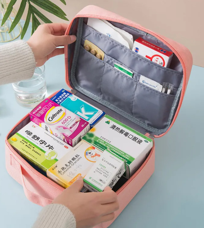 Small 420D Polyester Portable Outdoor First Aid Kit For Medicine Cosmetic Organizer