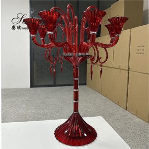 China ZT-524 Luxury crystal glass red candelabras for wedding centerpieces wholesale