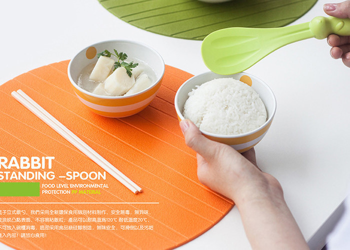 Puting Rice Paddle Meal Spoon Cute rabbit Shape Ladle Non Stick Kitchen Tools customized Green blue