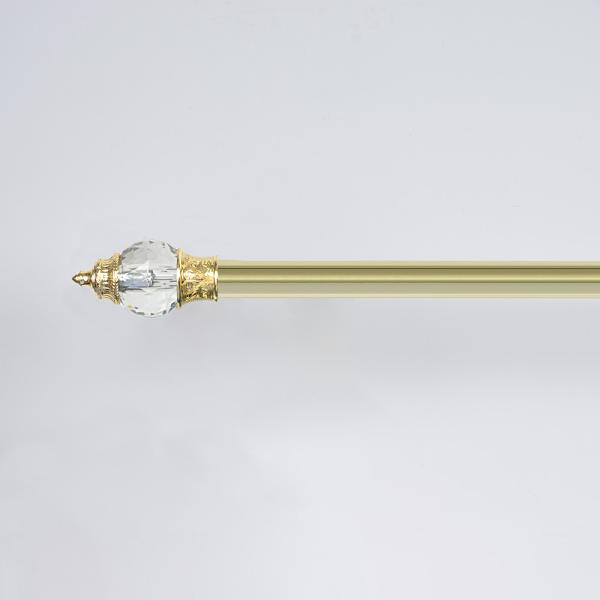 Luxury Gold 2 Meter Pipe Curtain Rods With Accessories 28mm Capped Crystal Finial