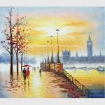 Hand Painted Paris Oil Painting Acrylic Scenery Building Eco Friendly For Wall