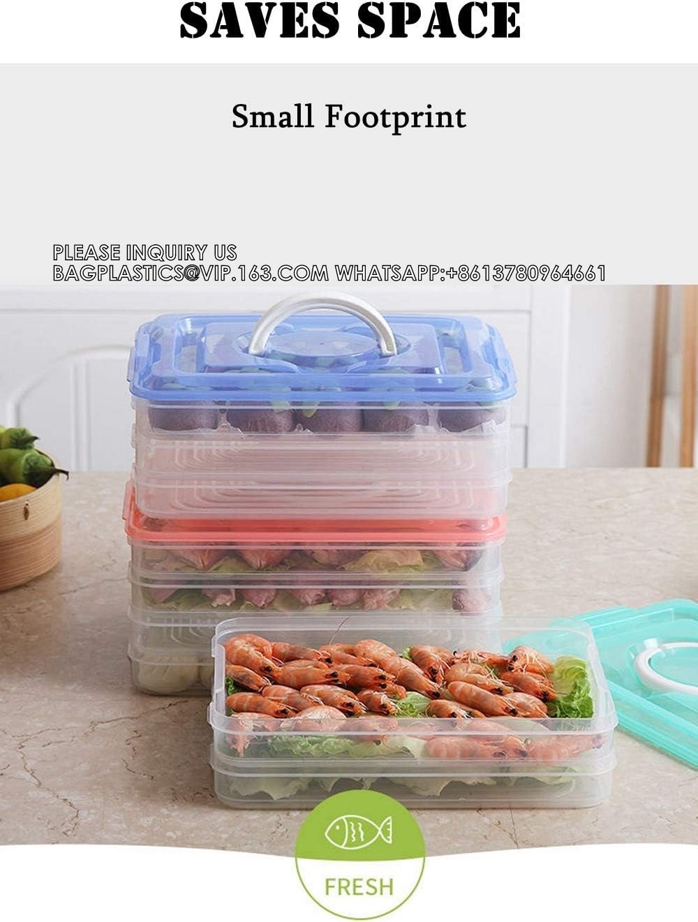 Refrigerator Organizer Bin, Plastic Food Storage Containers With Lid, Stackable Food Organizer Keeper