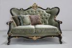 Green Executive Classic Wooden Antique Sofa Set One Seater Leather Couch