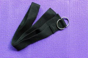 China Black 173cm Cotton Yoga Strap,Yoga Pilates Stretch Strap wholesale
