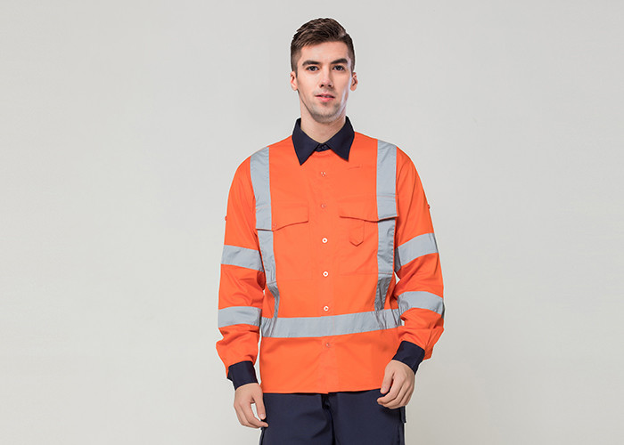 Double Stitching Safety Work Clothes High Visable Orange Jacket Bib Pants Suit