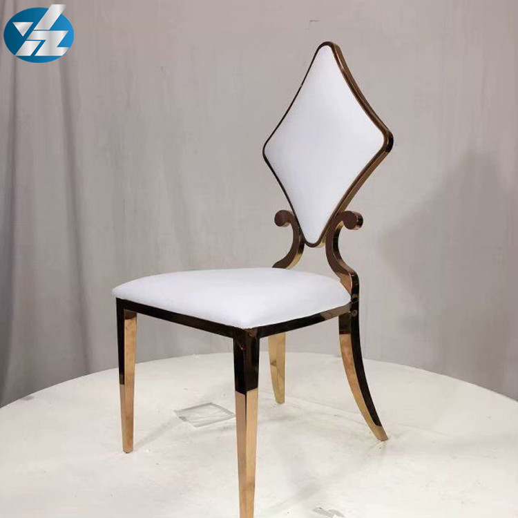 Luxury 50X55X107 SS Diamond Wedding Golden Dining Chair OEM White