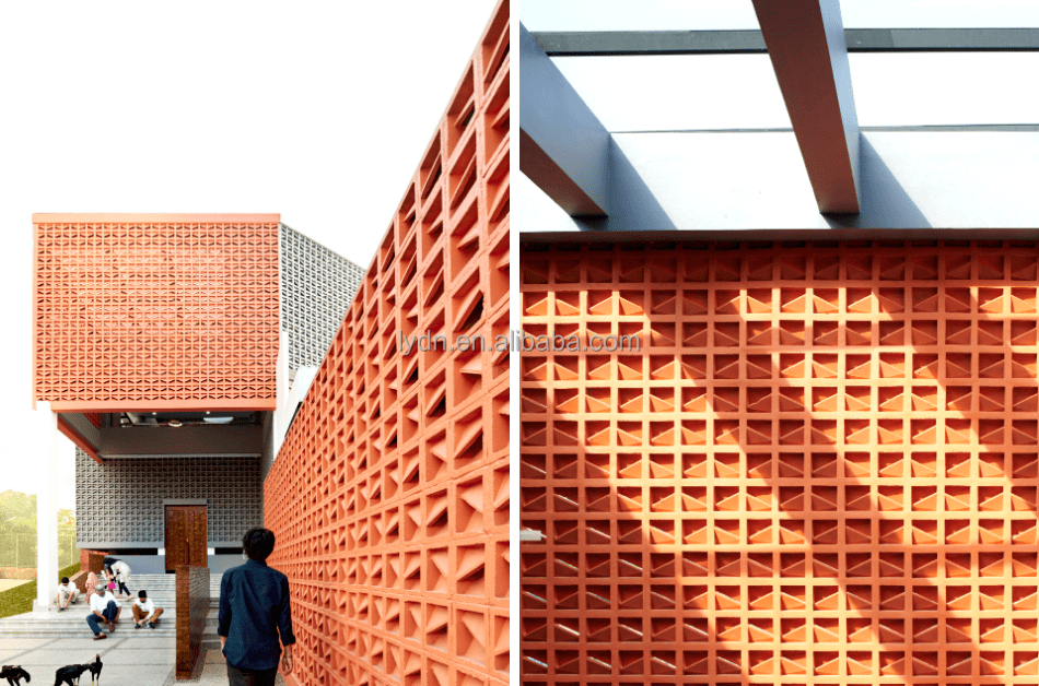 800 Centigrade Heat Insulation Terracotta House Build Block Decorative Material Rectangle Hollow Perforated Brick Outside