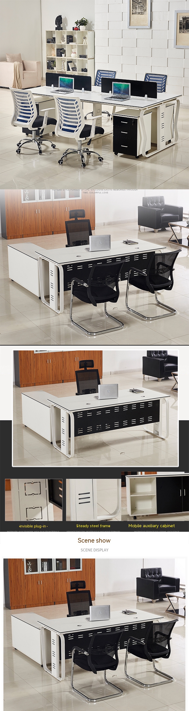 Eco-Friendly Office Furniture Freestanding Executive Computer Desk for Home and Business