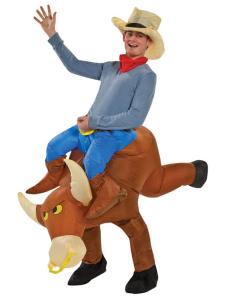 China Bull Rider Inflatable Cowboy Costume , Two Pieces Inflatable Man Costume wholesale