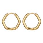 Hexagon Earrings Gold Studs , Hexagonal Earrings For Parties