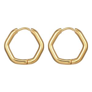 China Hexagon Earrings Gold Studs , Hexagonal Earrings For Parties wholesale