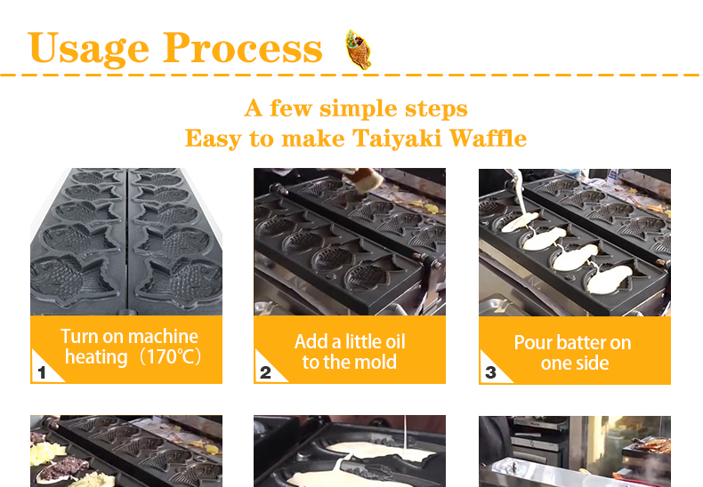220v Electric 5 pcs Open Mouth Fish Shape Waffle Maker Taiyaki Machine 375*700*290