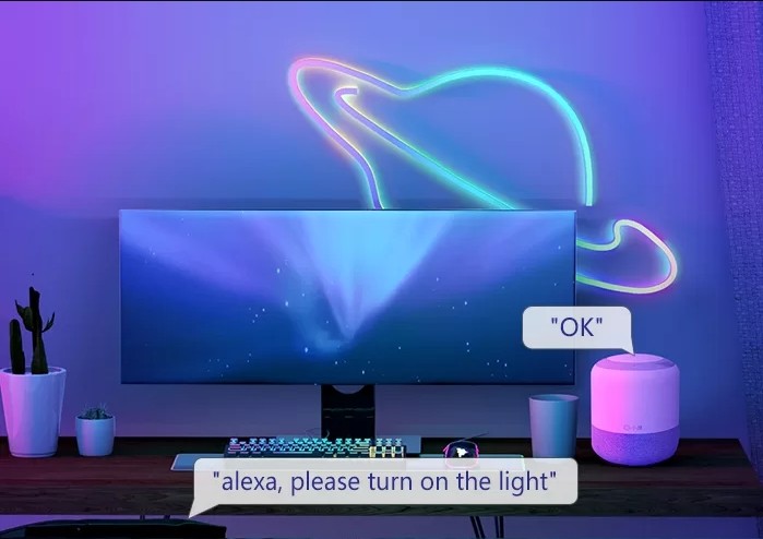 Adjustable Brightness RGBIC LED Lights With Music Sync And Timer WiFi Bluetooth