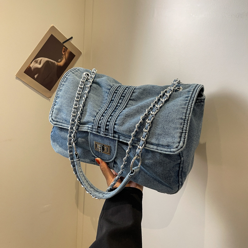 Cloth Denim Women's Tote Bags Big Capacity Vintage Style Ladies Fashion Shoulder Bags