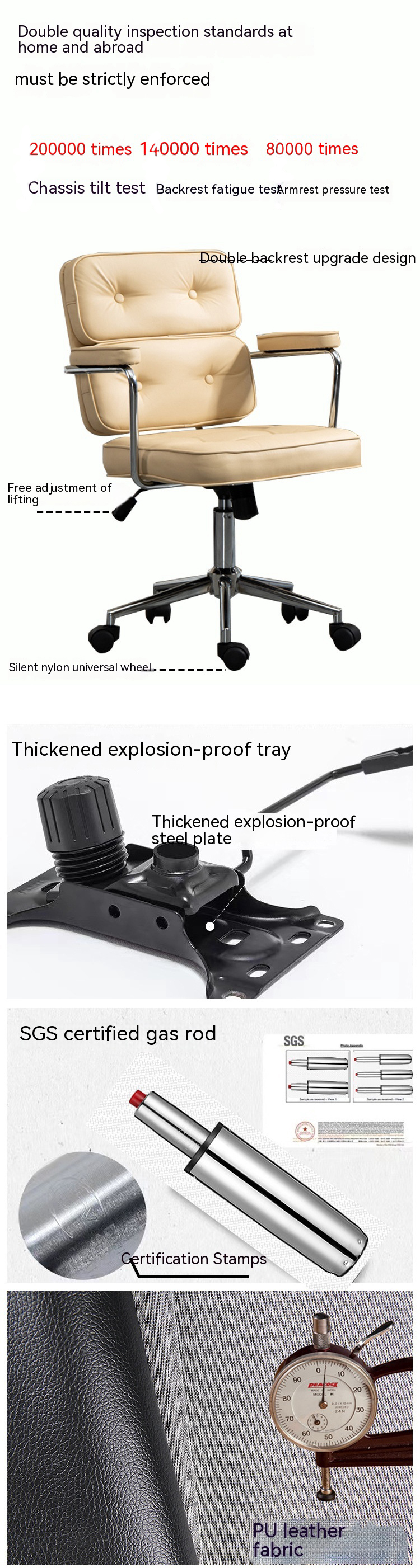 Adjustable Height Ergonomic PC Chair for Comfortable Back Support and Home Office
