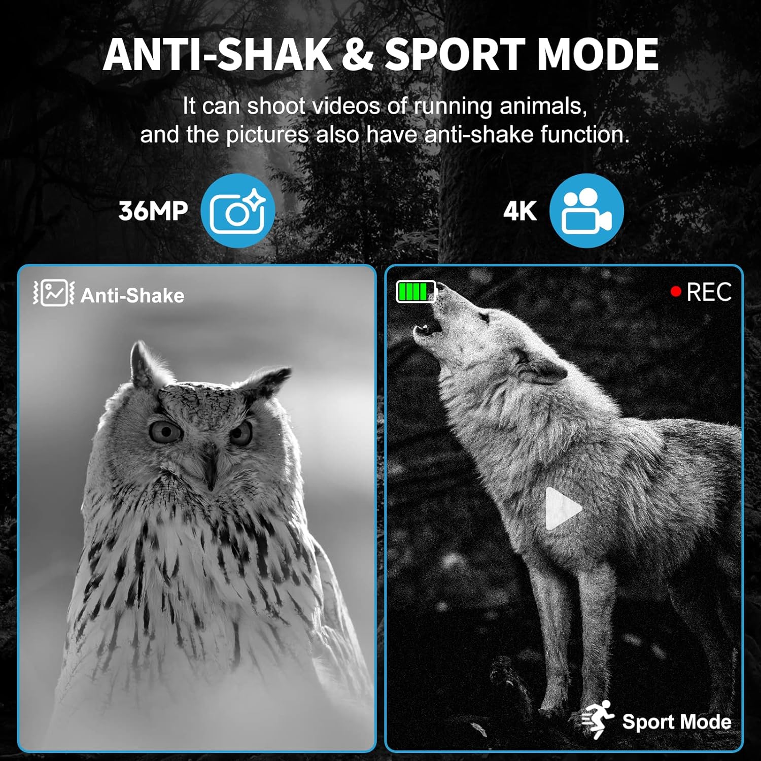 Capture Clear Photos and Videos with 4K Night Vision Binoculars 3'' Large Screen ABS