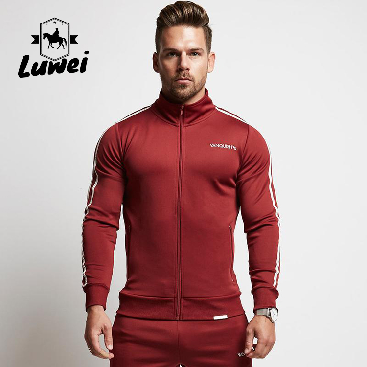 Slim Men Sportswear Set Cardigan Stand Collar Zipper Plus Size Tracksuit