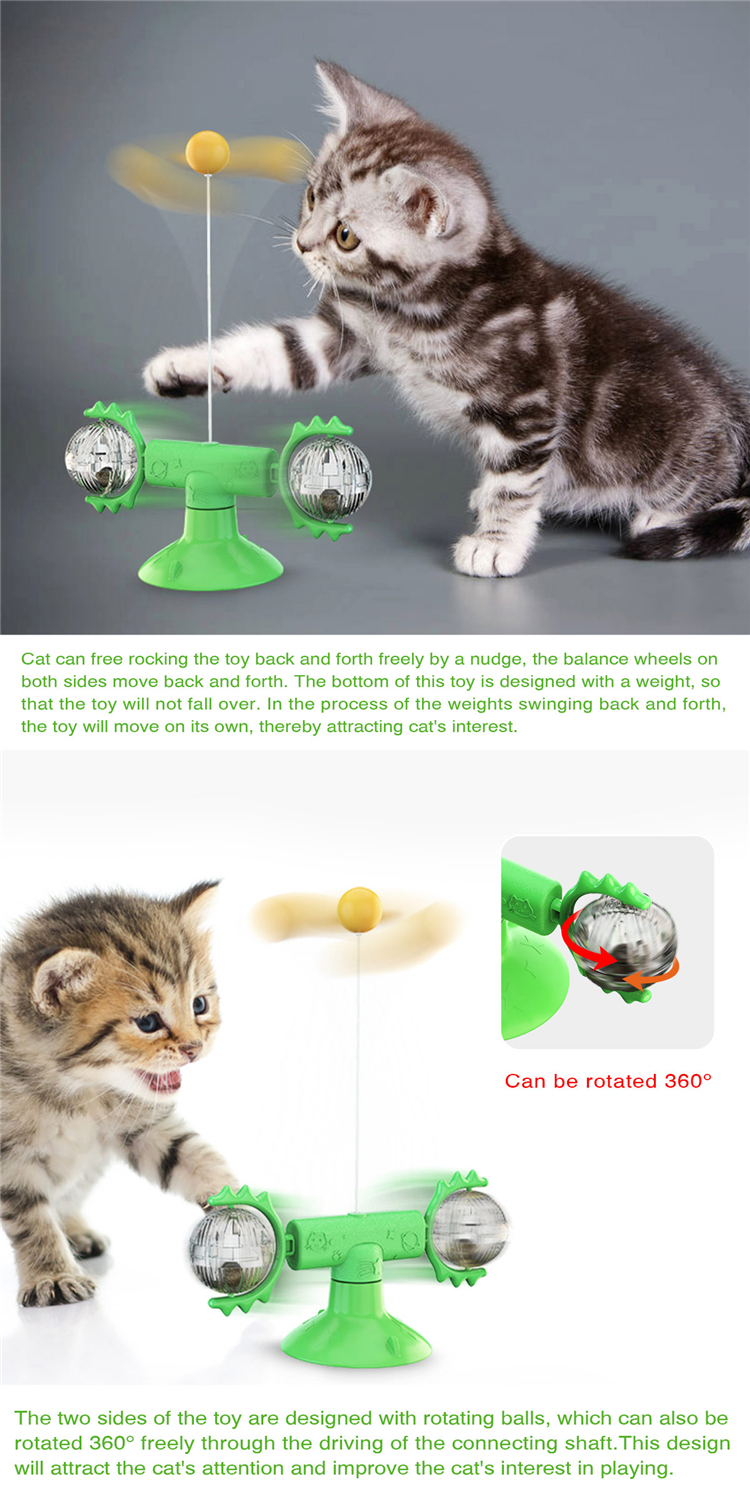 Wholesale Interactive Bulk Turntable Windmill Cat Catnip Toy Feather Teaser Scratcher Pet Cat Toys