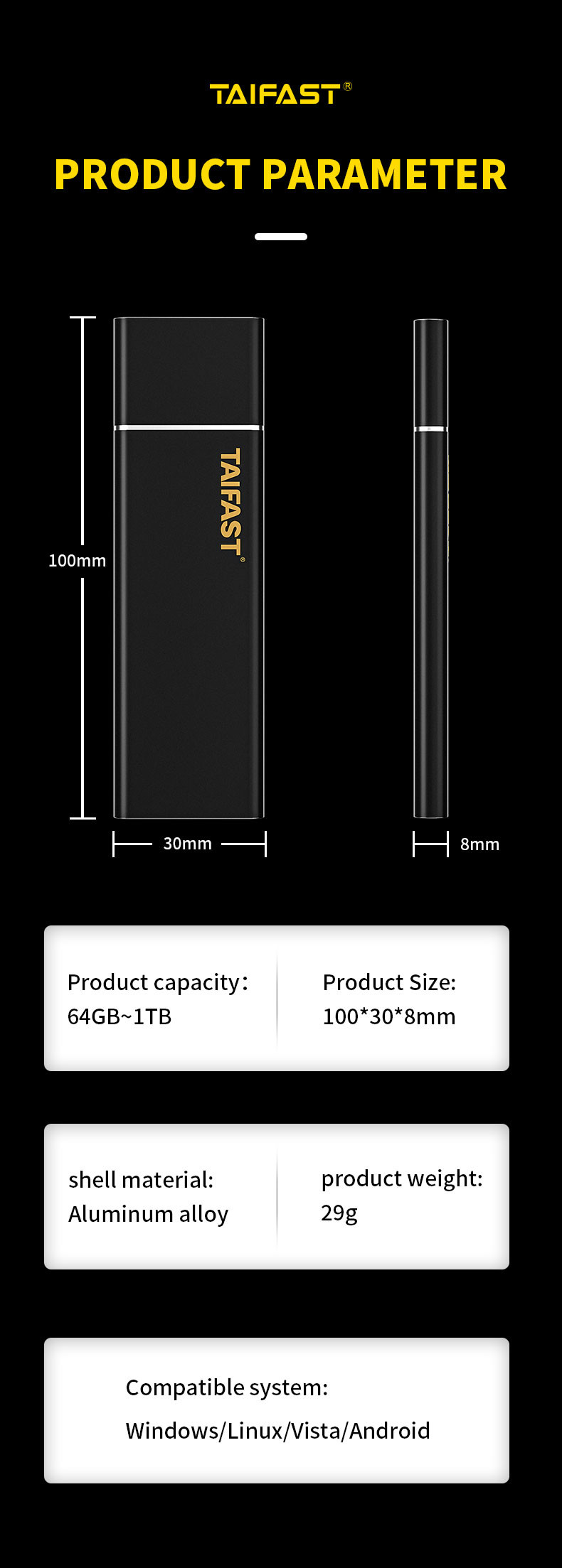 Sata 240gb Black External Hard Drive Taifast Portable Disk CE