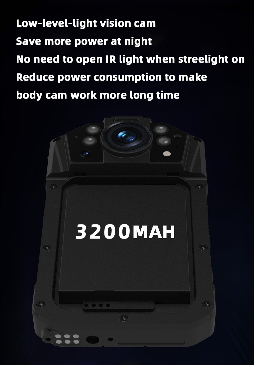 Waterproof Law Enforcement Body Worn Cameras Andriod Low Light Security Camera