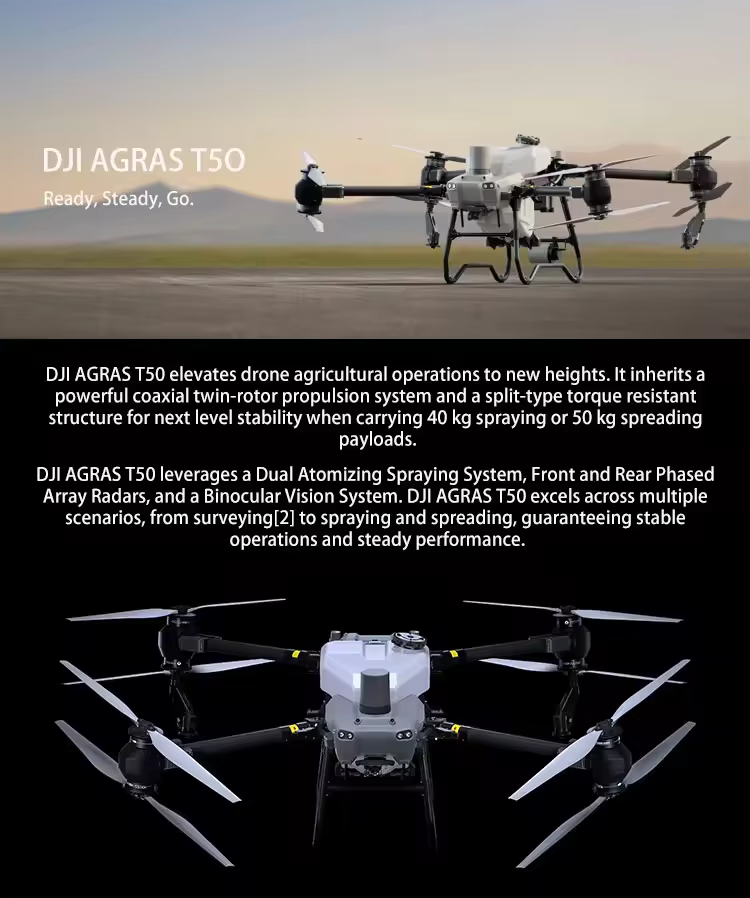 Wholesale DJI Agras T50 Combo Agriculture Agricultural Payload Sprayer Drone 40L Tank 50kg Spreading Payload Spraying System