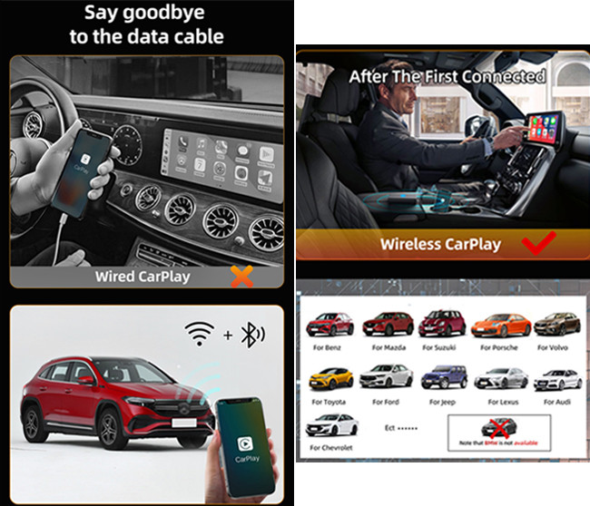 Mini Wireless Apple CarPlay Adapter ROhs Wireless CarPlay Dongle