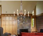 Wood candelabra chandelier Pendant lamp 6 Lights (WH-CI-61)
