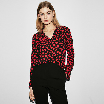 Women Korean Chiffon Floral Print Blouse