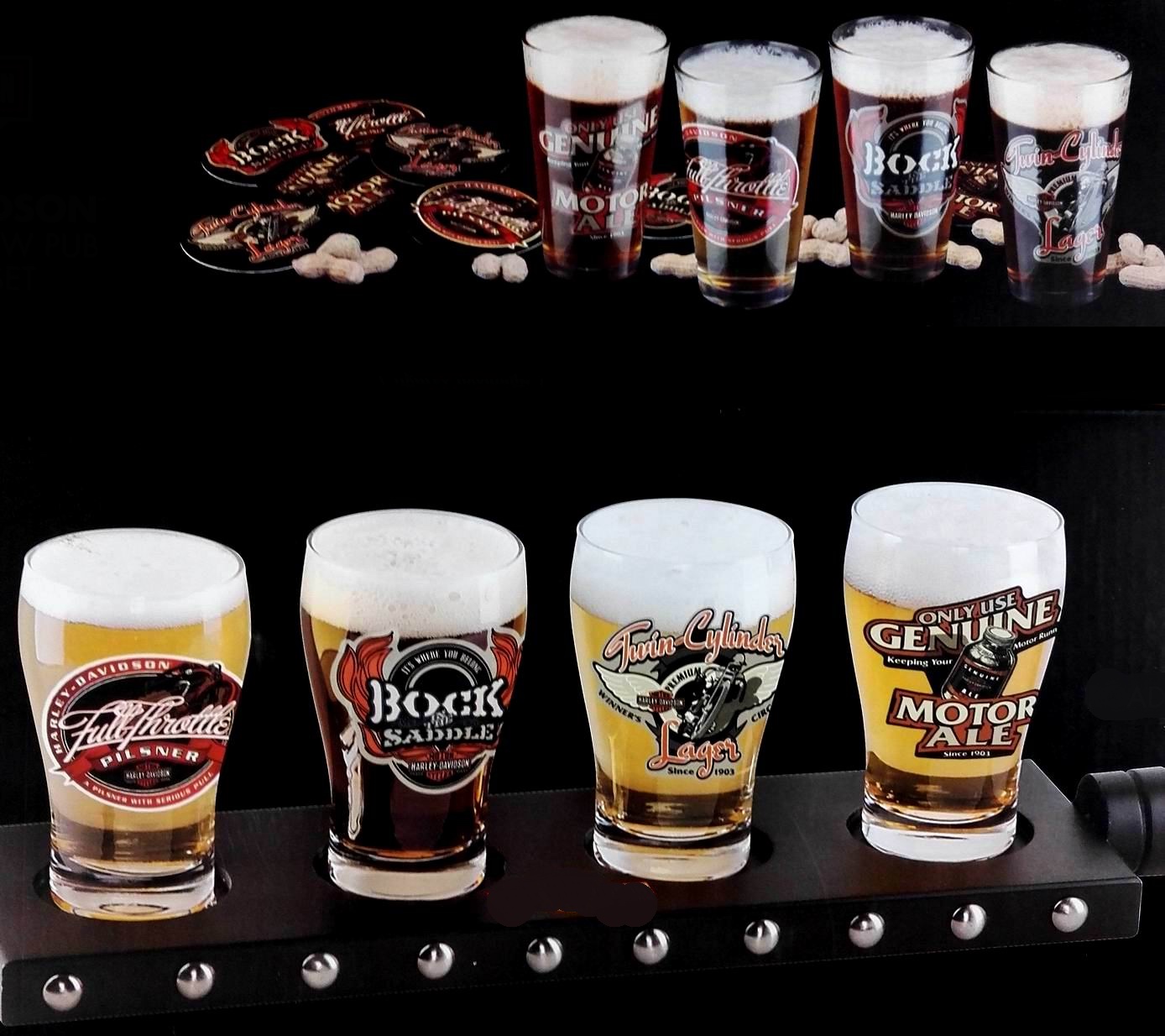 Handmade 5oz Craft Beer Tasting Kit , Craft Beer Glasses Set With Wooden Paddle